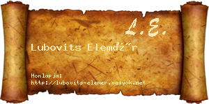 Lubovits Elemér névjegykártya